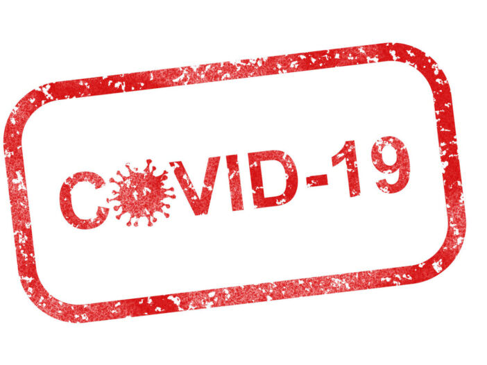 Covid 19 image heading article 'shooting virtual tours in lockdown'. Red text that reads 'Covid-19' with the 'o' in Covid replaced by an illustration of the virus.
