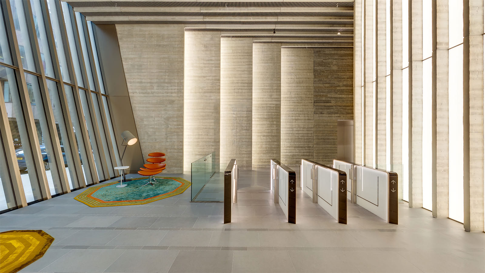 Commercial Property Photography - view of reception area at 70 St Mary's Axe