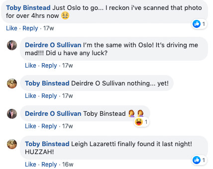 Gigapixel treasure hunt: screenshot of facebook comments on the treasure hunt