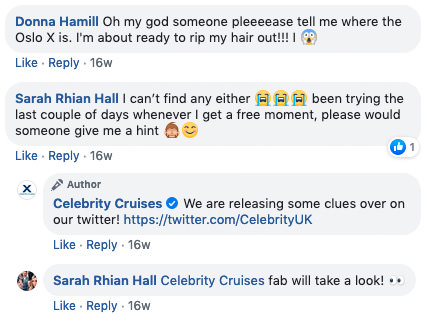 Gigapixel treasure hunt: screenshot of facebook comments on the treasure hunt