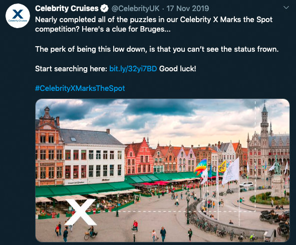Gigapixel treasure hunt: screenshot of Twitter clue from Celebrity Cruises