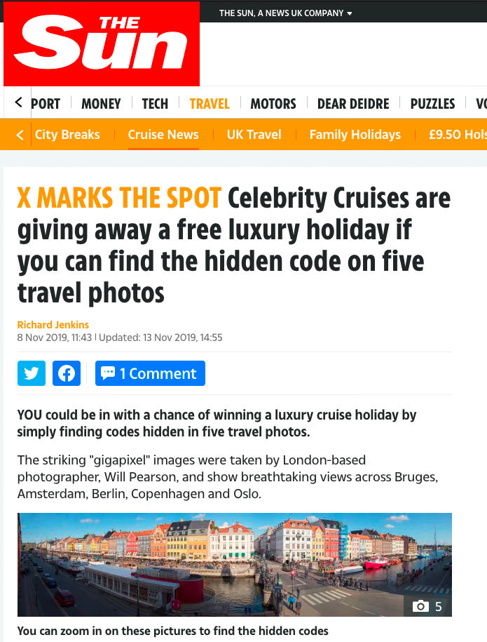 Gigapixel treasure hunt: screenshot of media coverage