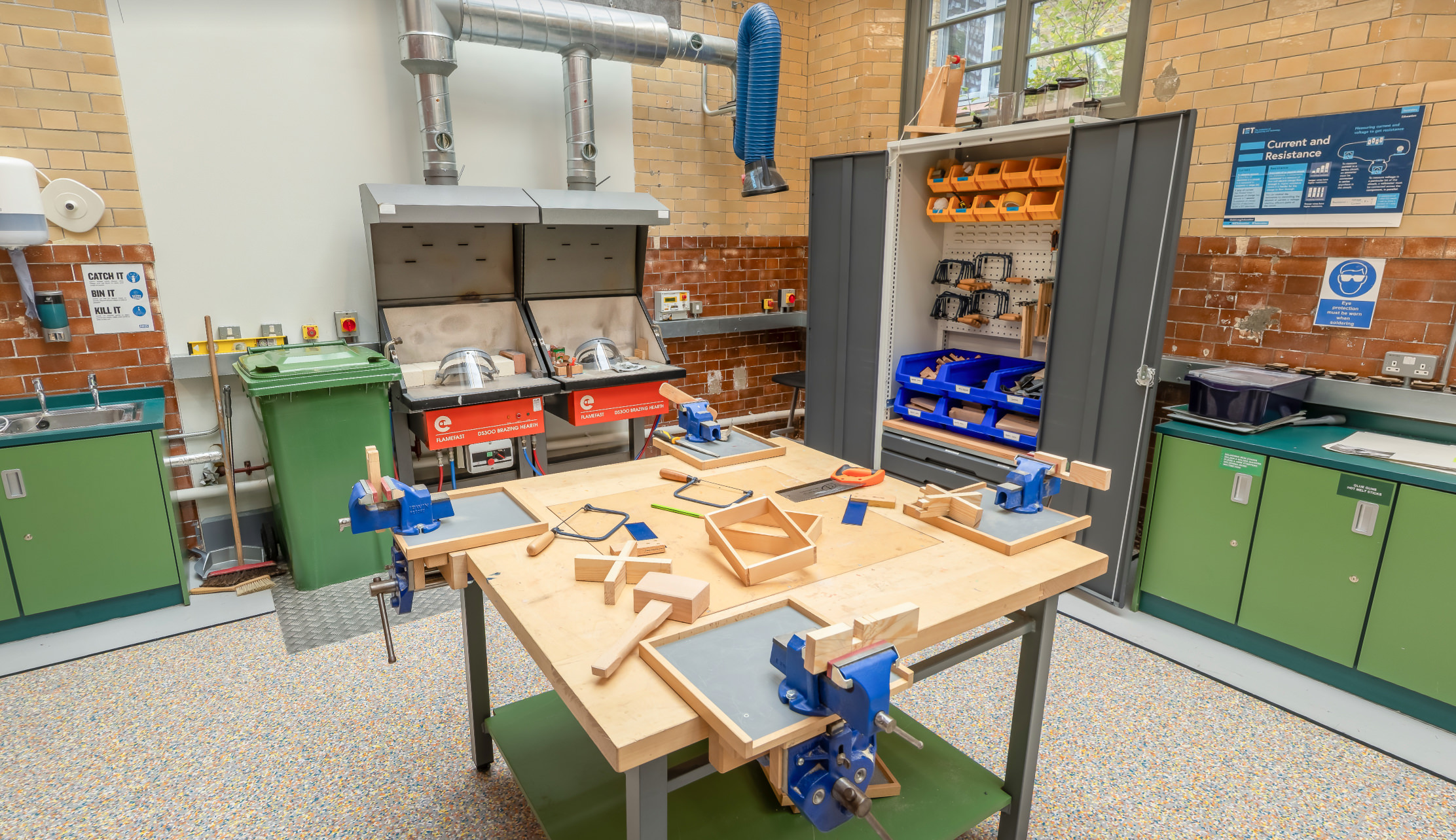 Desigh and technology classroom in the school virtual tour for Maida Vale School in London.